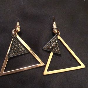 Double Triangle Pendant Earrings